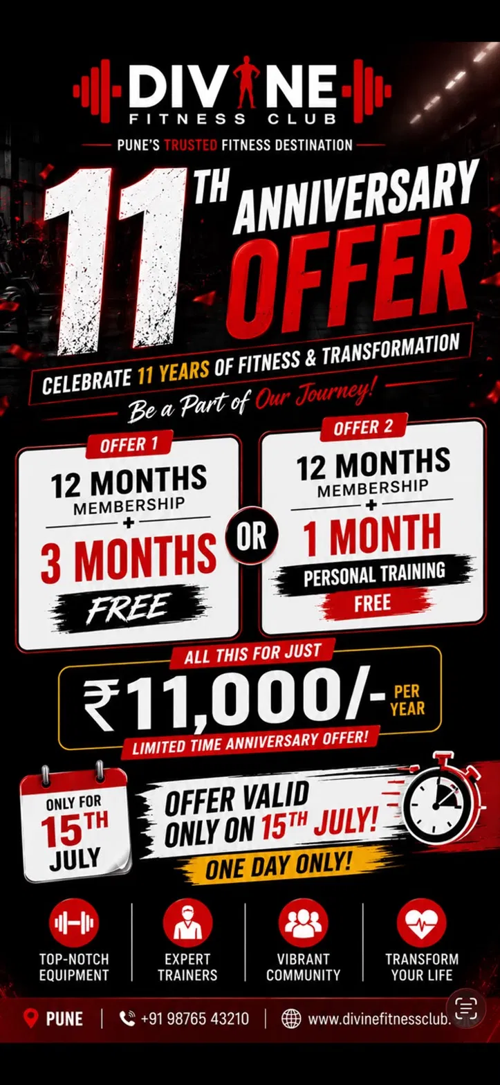 Divine Fitness Club 11th anniversary membership offer