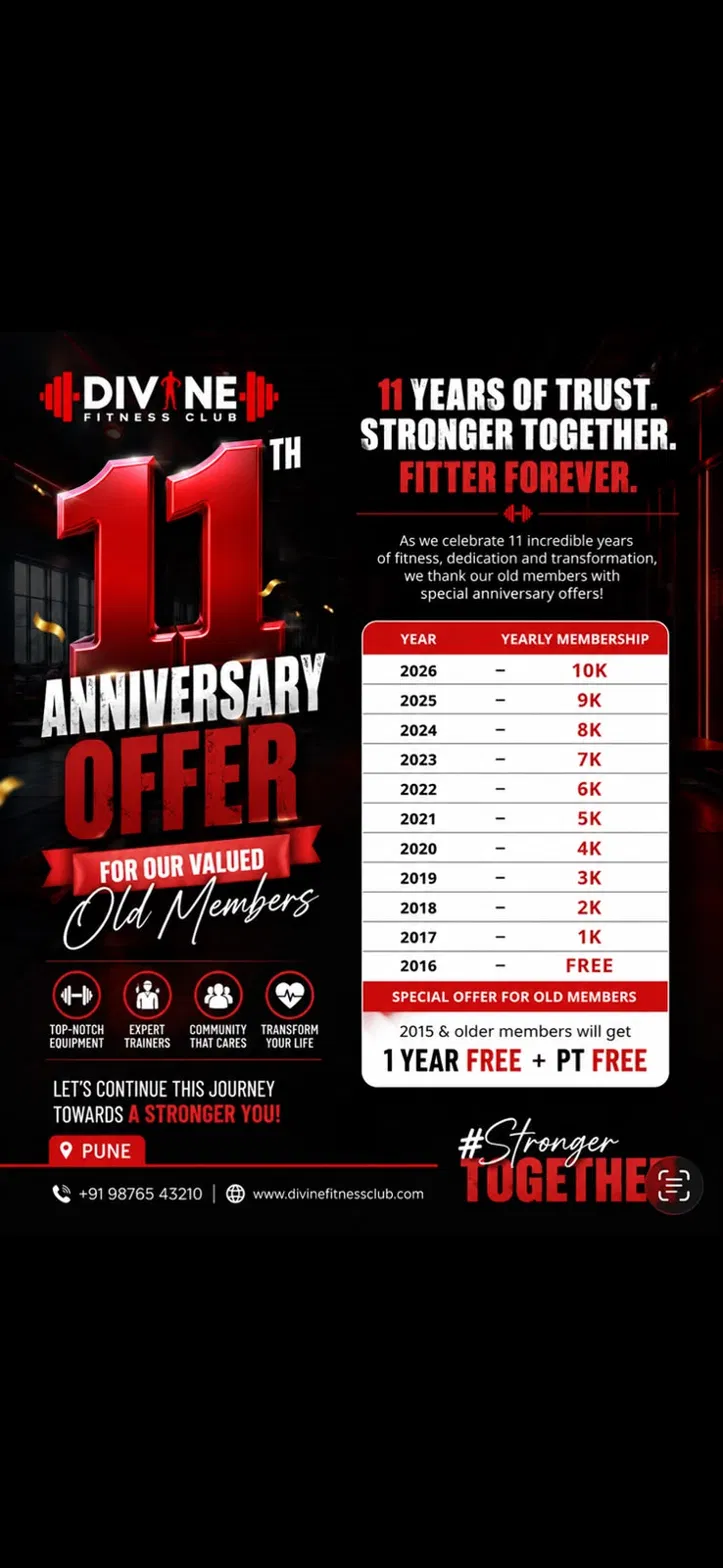 Divine Fitness Club anniversary offer for old members